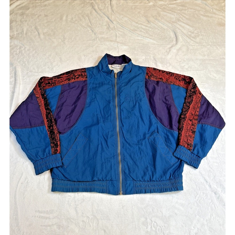 Reebok Blacktop Jacket Basketball Streetwear Oversized Vintage L Nylon Lined